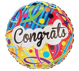 Congrats with Streamers Balloon